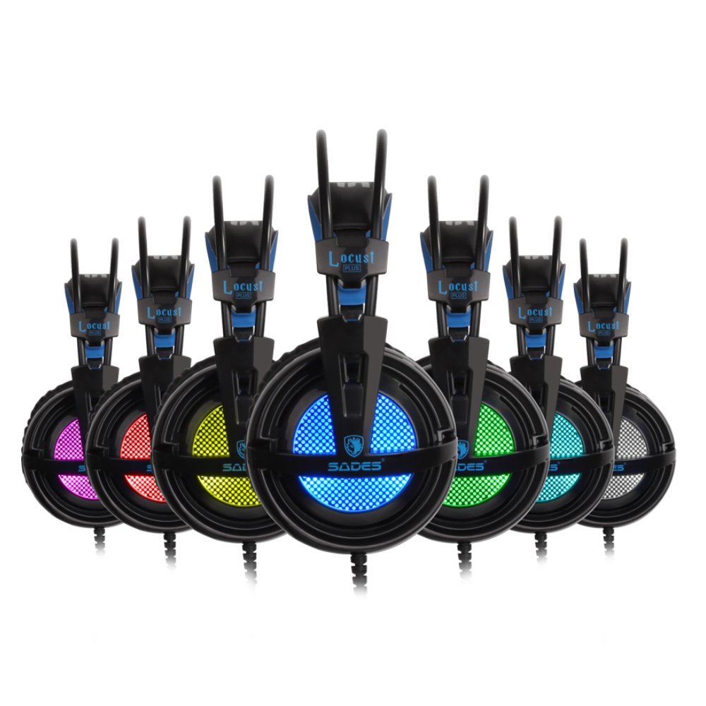 Sades SA-904 Locust Plus PC Gaming Headset Virtual 7.1 Surround Sound and RGB Light On Earcups Sades SA-904 Locust Plus PC Gaming Headset Virtual 7.1 Surround Sound and RGB Light On Earcups